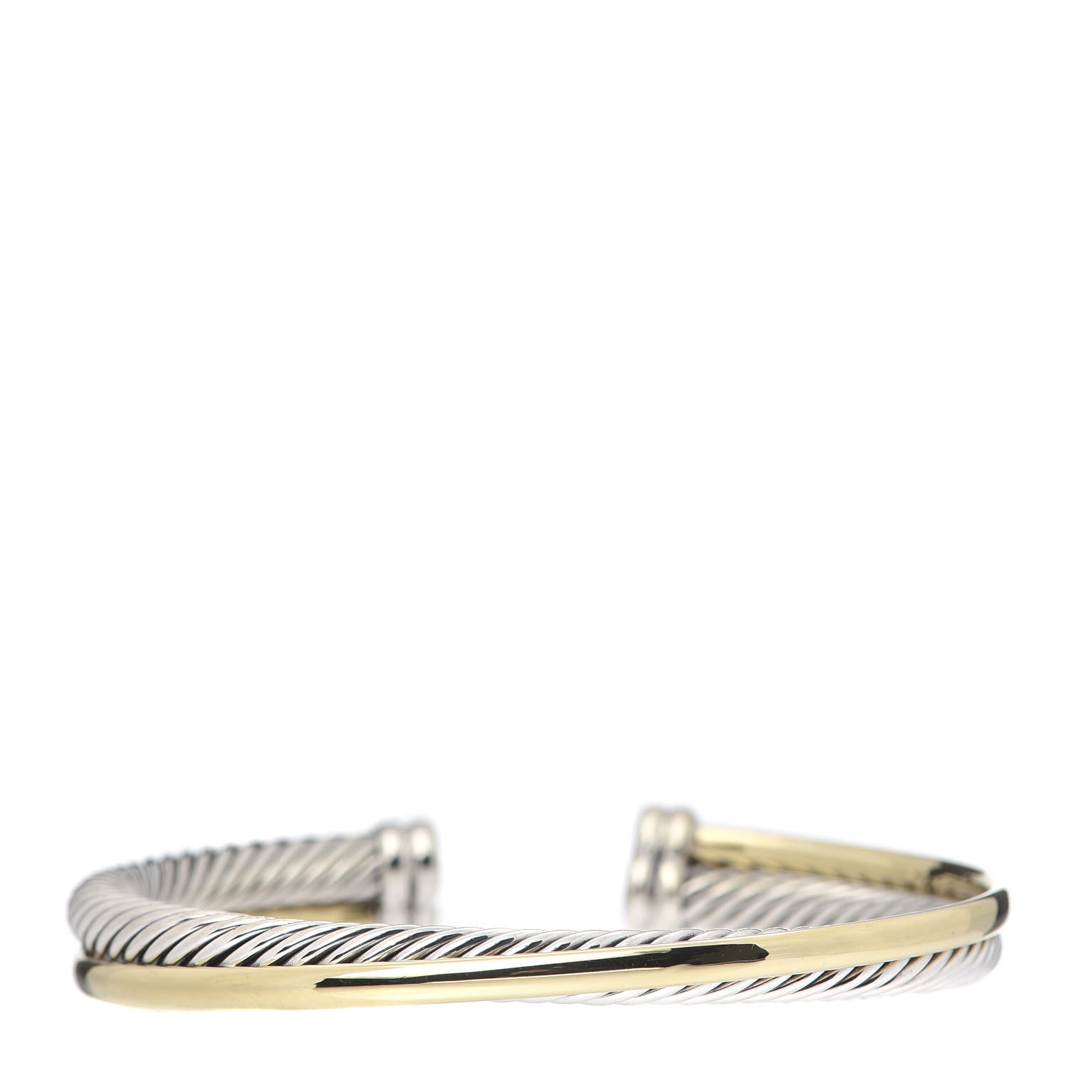 David Yurman Sterling Silver 18K Yellow Gold 5mm Crossover Cuff 1 of 4