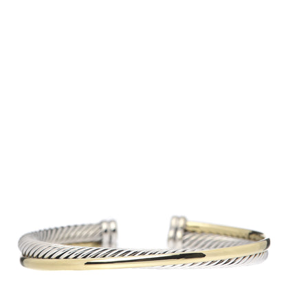David Yurman Sterling Silver 18K Yellow Gold 5mm Crossover Cuff 1 of 4