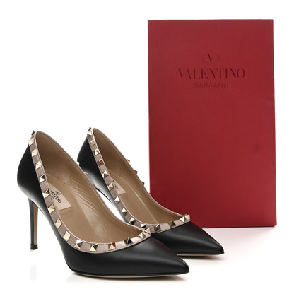 Valentino Garavani Calfskin Rockstud 85mm Pumps 37 Black Poudre 9 of 9