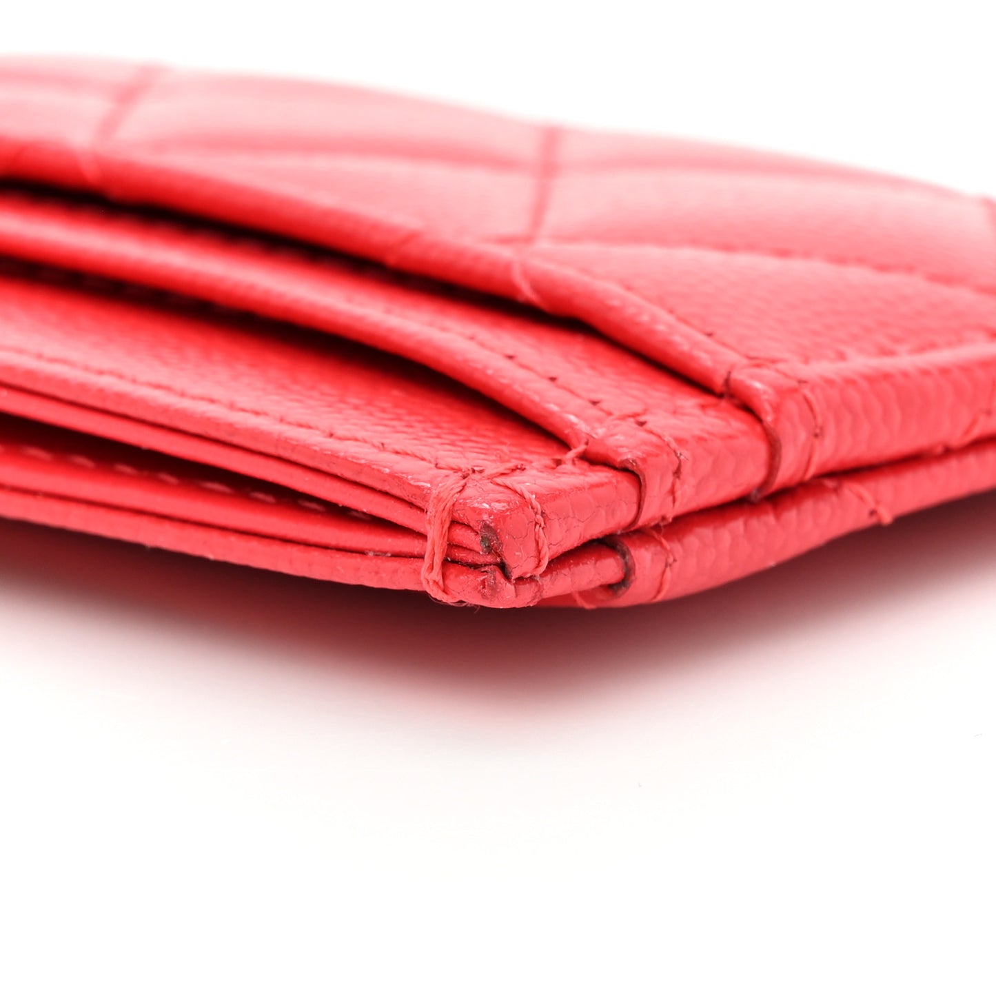 Caviar Quilted Card Holder Red