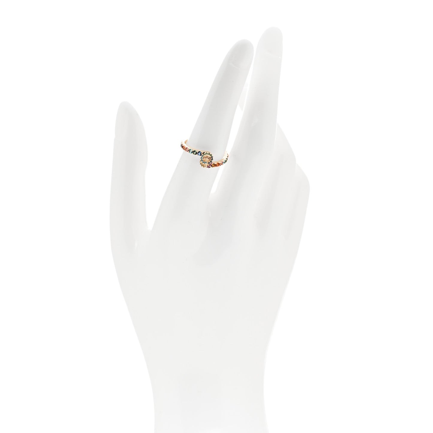 18K Yellow Gold Mixed Gemstone Running GG Ring 54 6.75