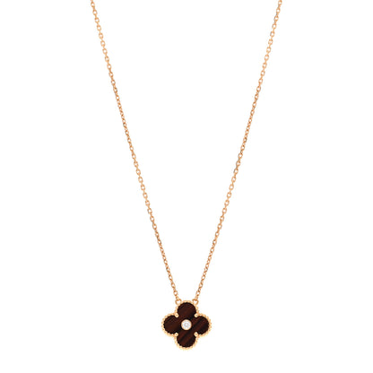 Van Cleef & Arpels 18K Rose Gold Diamond Bulls Eye Vintage Alhambra Pendant Necklace 1 of 5