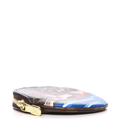Louis Vuitton Monogram 2019 Christmas Animation Round Coin Purse Blue 4 of 7