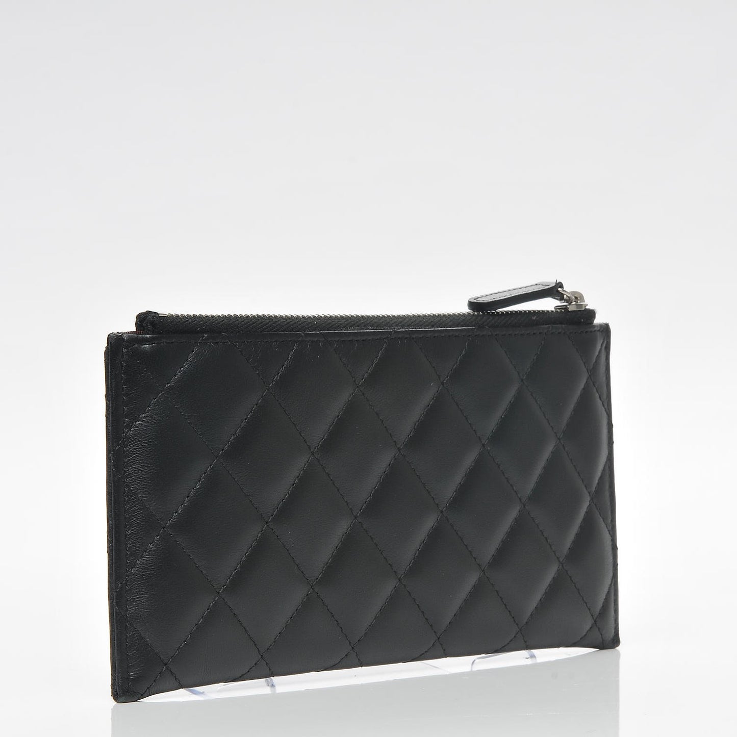 Lambskin Quilted Classic Zip Pouch Black