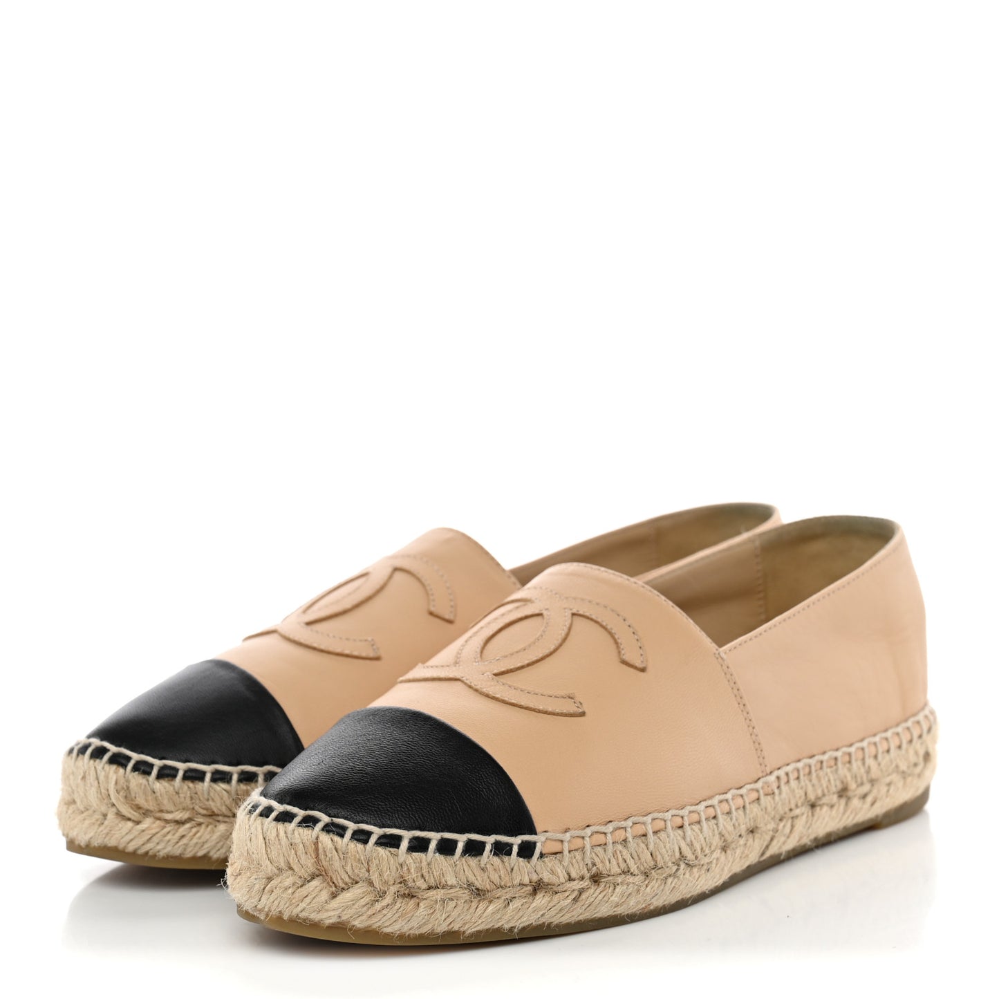 Lambskin CC Espadrilles 37 Beige Black