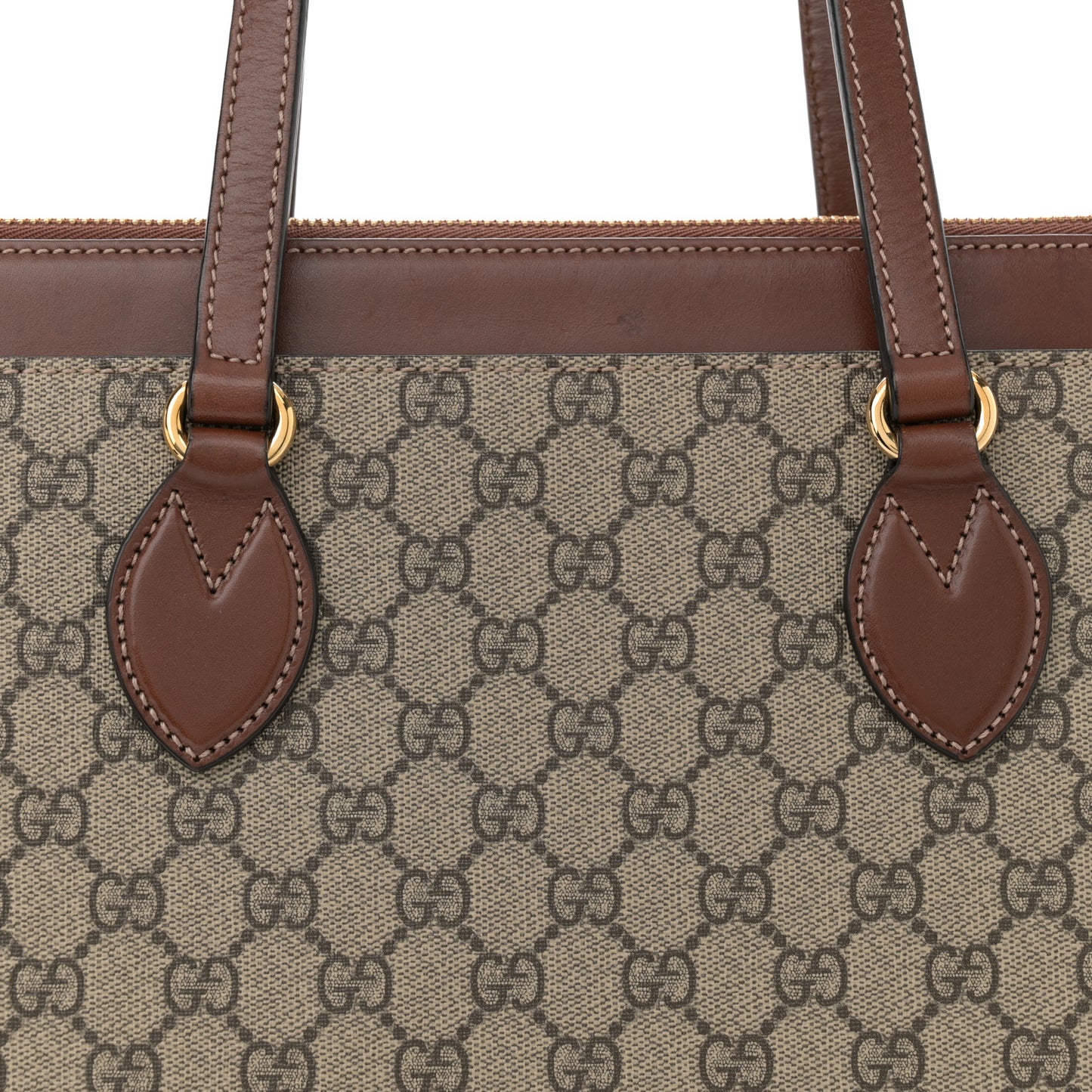 GG Supreme Monogram Medium Zippered Bucket Tote Beige Tuscany