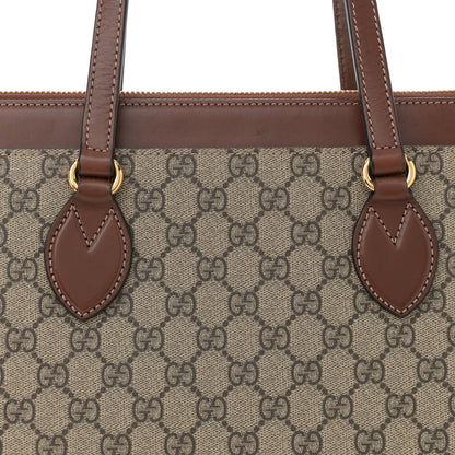 Gucci GG Supreme Monogram Medium Zippered Bucket Tote Beige Tuscany 8 of 11