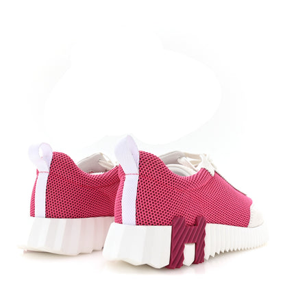 Hermes Air Mesh Suede Goatskin Bouncing Sneakers 38.5 Rose Vinicunca White 5 of 9