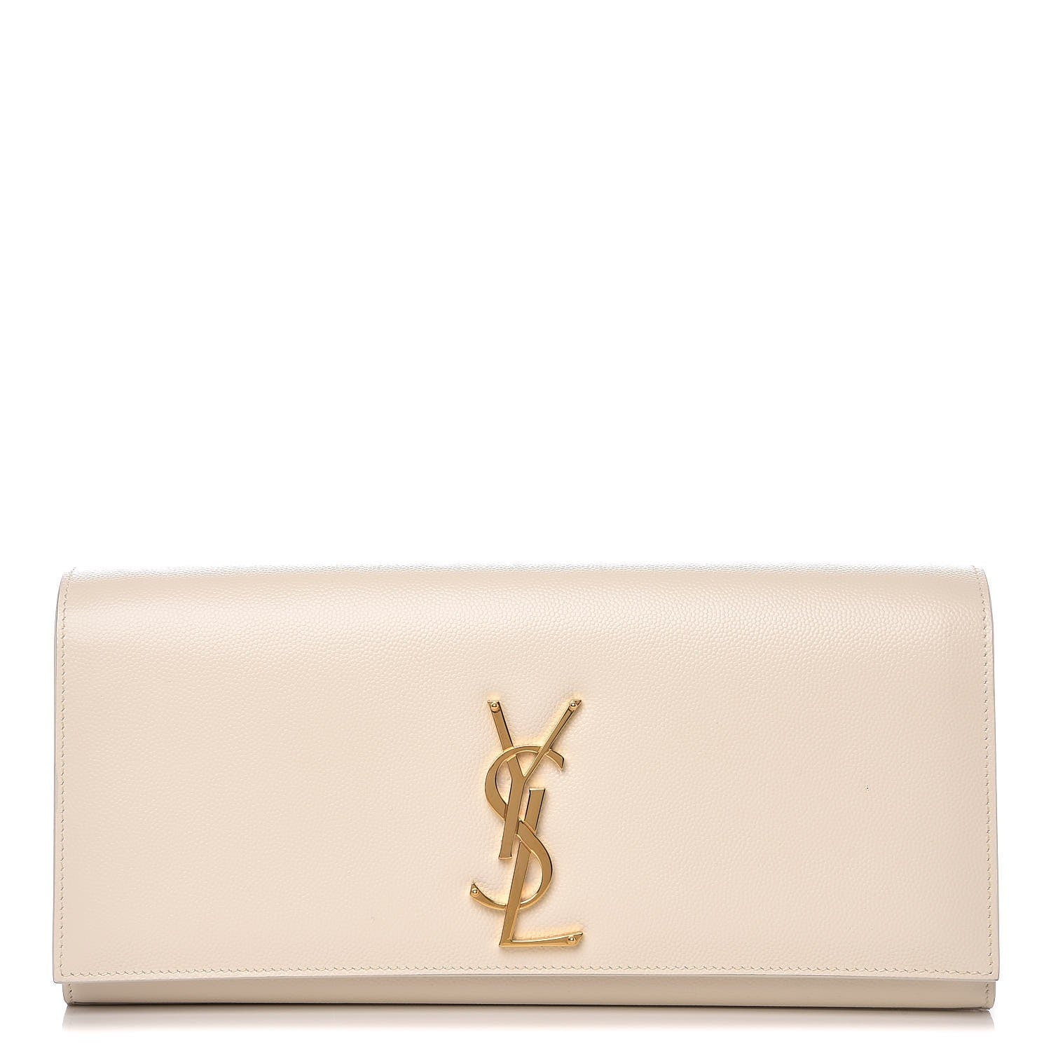 Saint Laurent Grain De Poudre Classic Monogram Cassandre Clutch Dove White 1 of 8