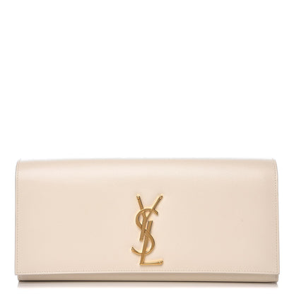 Saint Laurent Grain De Poudre Classic Monogram Cassandre Clutch Dove White 1 of 8