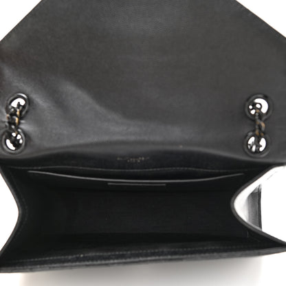 Saint Laurent Grain De Poudre Textured Mixed Matelasse Triquilt Medium Monogram Satchel Black 5 of 13