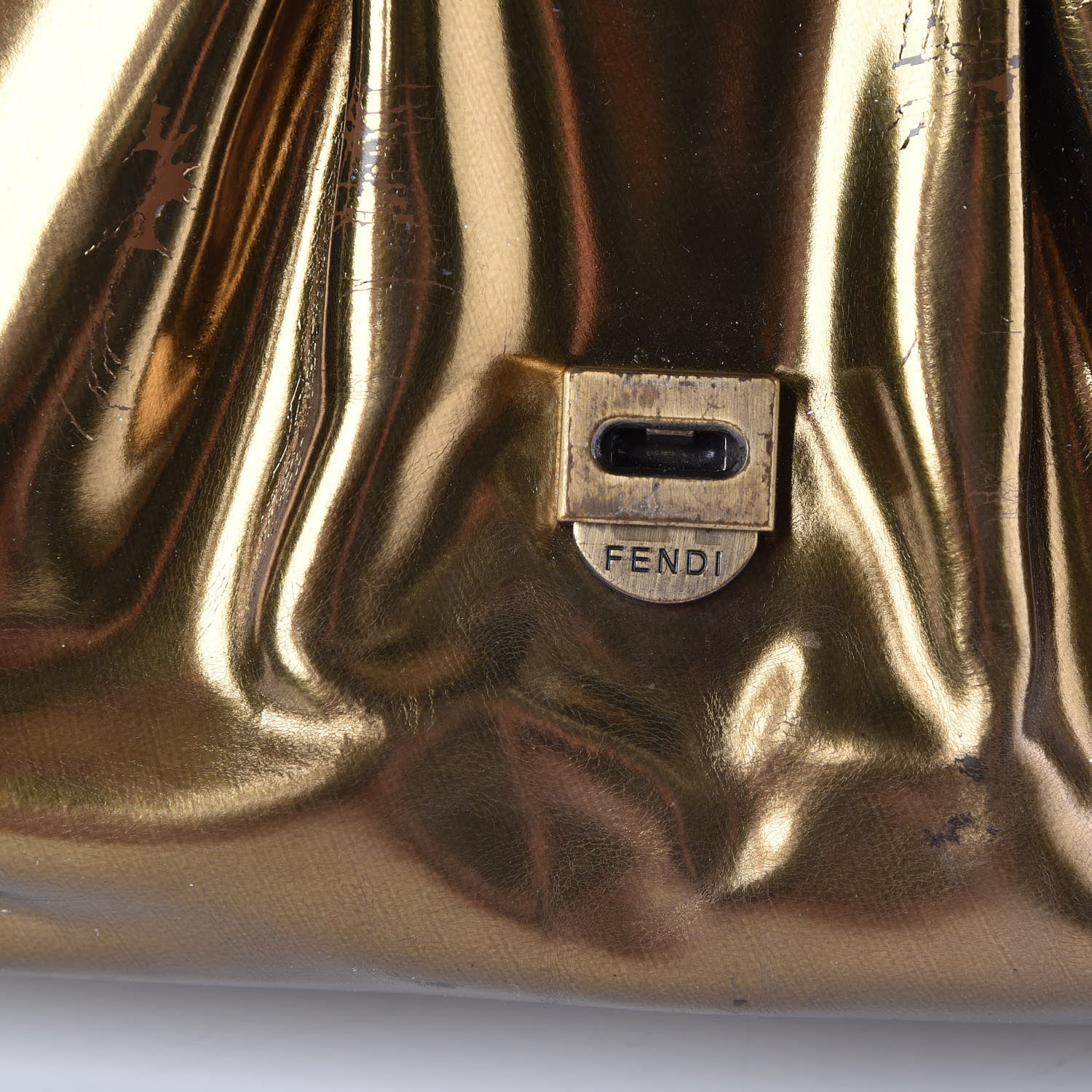Fendi Patent Calfskin B Bag Gold 15 of 24