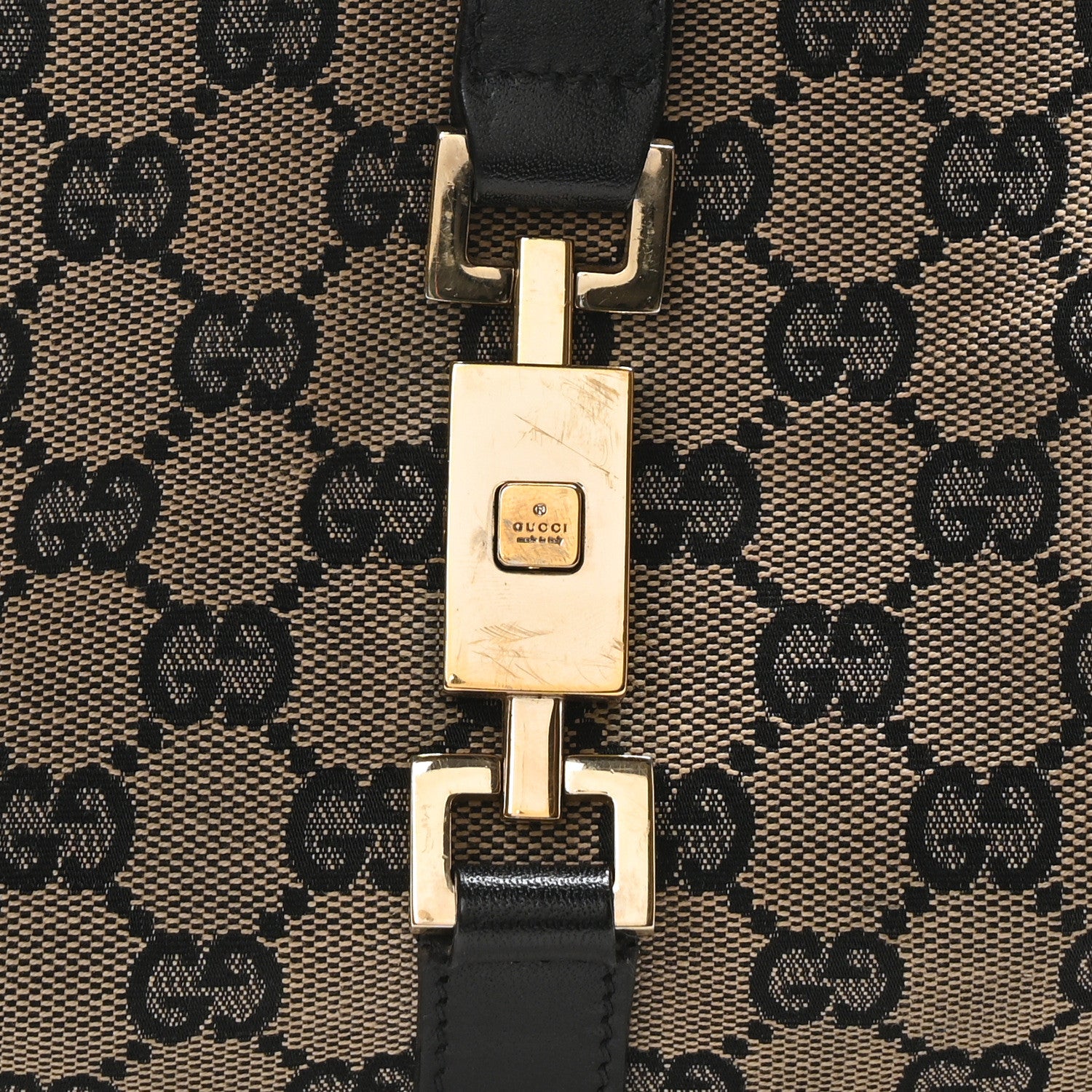 Gucci Monogram Small Jackie O Hobo Beige Black 8 of 10