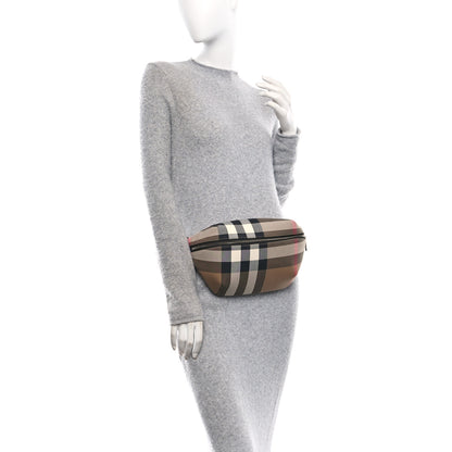 Burberry Nylon Giant Check Medium Sonny Bum Bag Taupe Brown 2 of 9