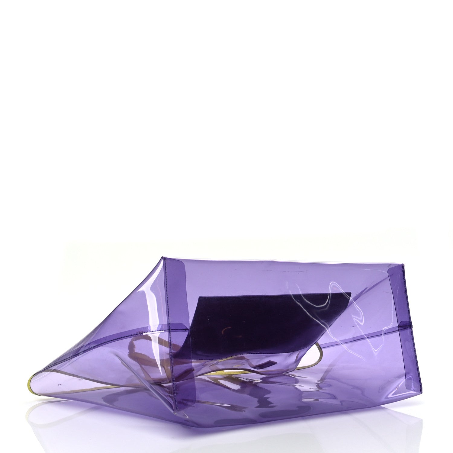 Versace Vinyl Calfskin 90s Logo Tote Purple Yellow 5 of 14