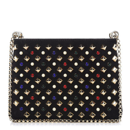 Christian Louboutin Suede Calfskin Spikes Small Triloubi Shoulder Bag Black Multi 1 of 11