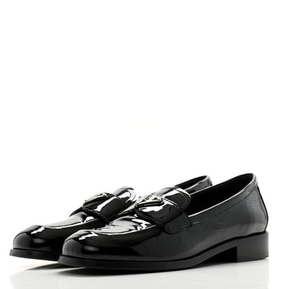 Prada Vernice Triangle Womens Loafers 35.5 Black 3 of 11