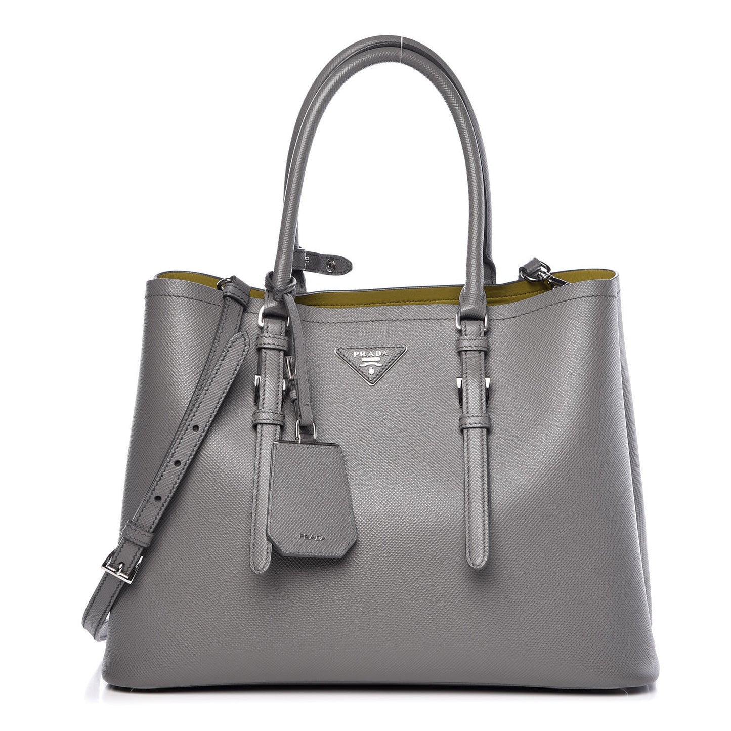 Saffiano Cuir Medium Double Handle Tote Marmo Salvia