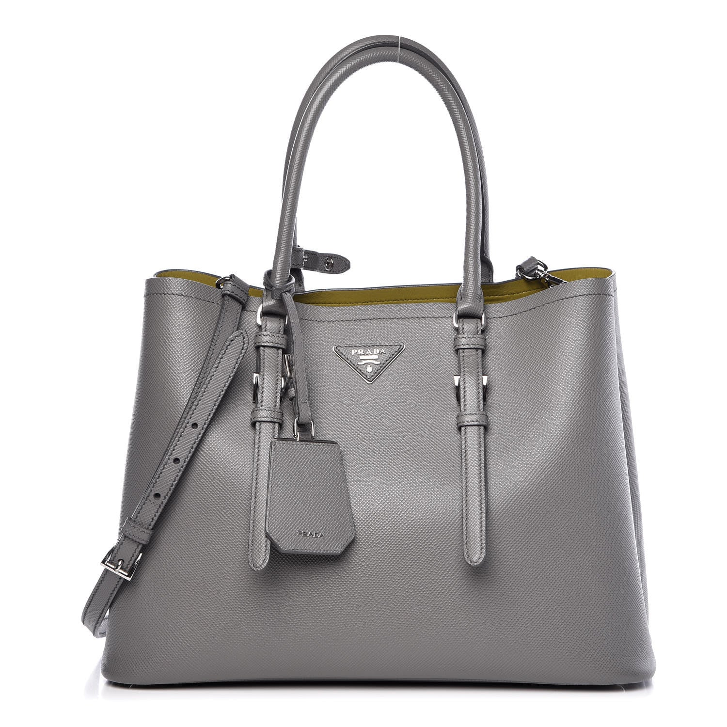 Prada Saffiano Cuir Medium Double Handle Tote Marmo Salvia 1 of 11