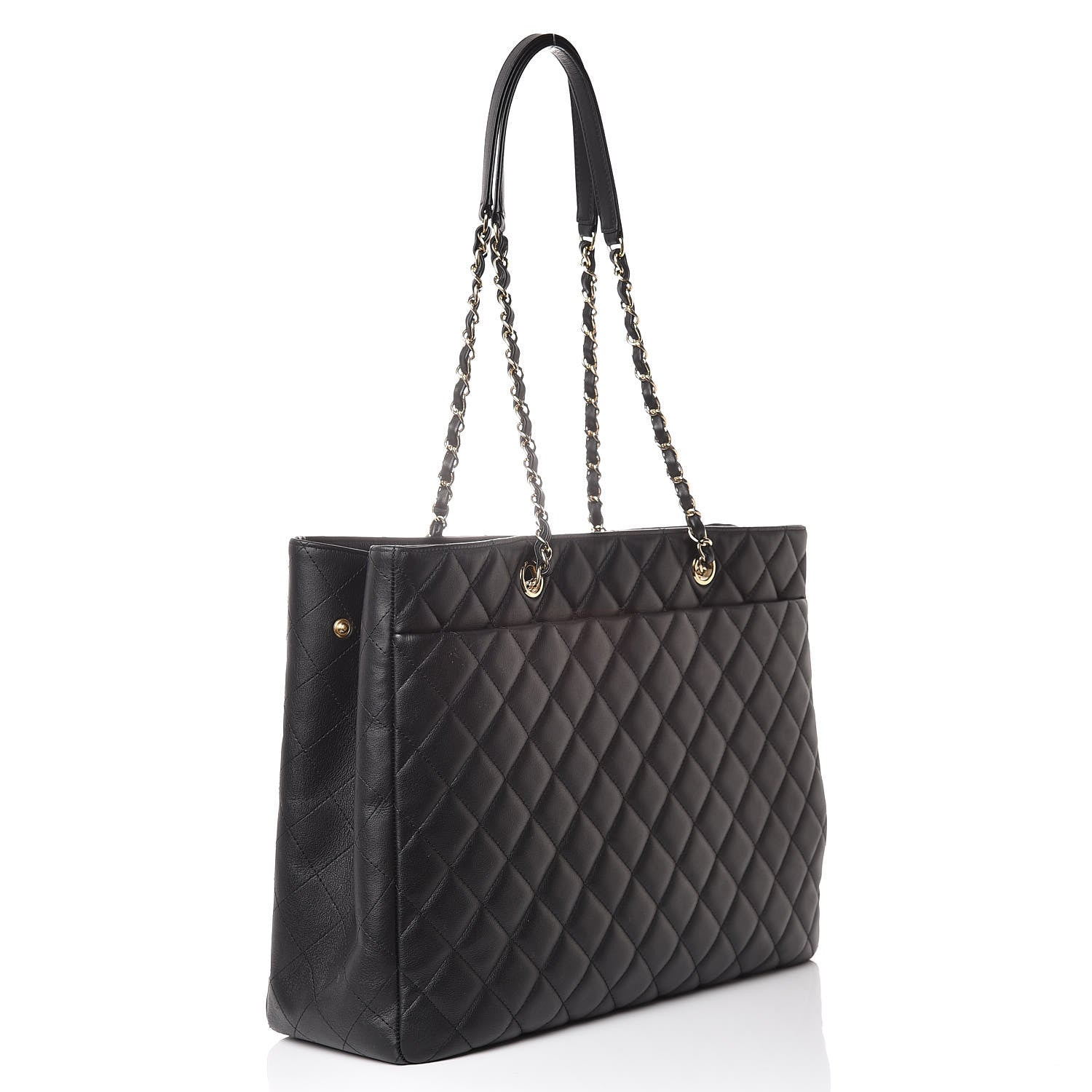 Chanel Calfskin Quilted Large CC Shopping Tote Black 3 of 10