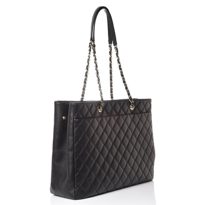 Chanel Calfskin Quilted Large CC Shopping Tote Black 3 of 10
