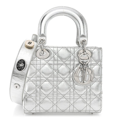 Christian Dior Metallic Grained Calfskin Cannage Small Lucky Badges My Lady Dior Silver 1 of 11