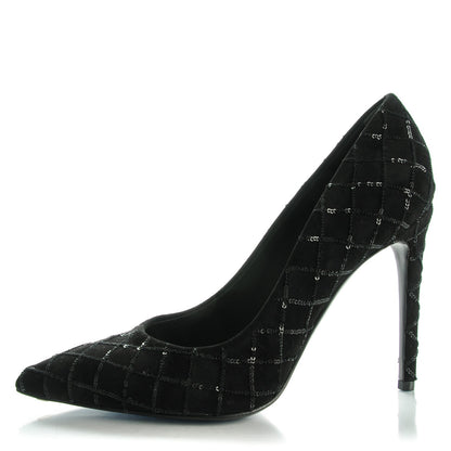 Louis Vuitton Suede Sequin Afterglow Pumps 38 Black 1 of 9