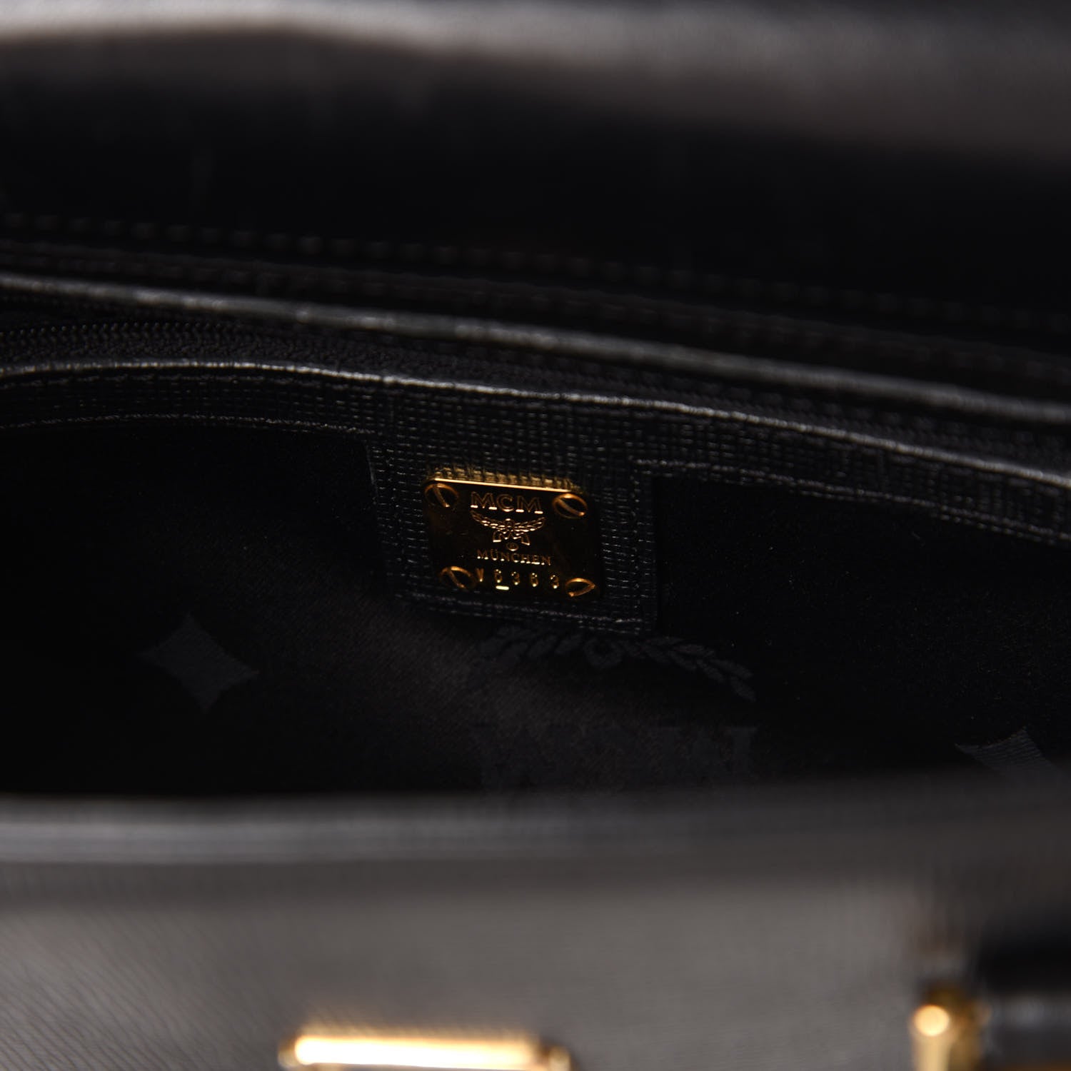 MCM Grained Calfskin Mini Tote Black 8 of 9