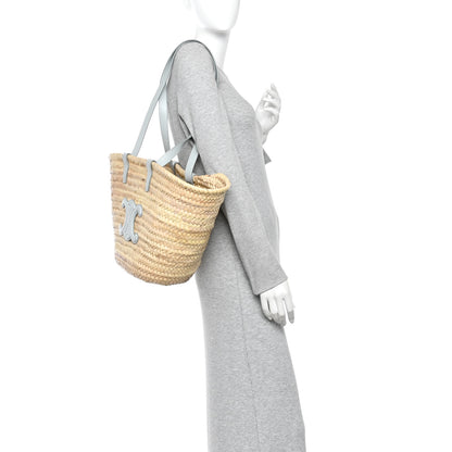 Celine Raffia Calfskin Triomphe Medium Panier Soft Blue 2 of 9