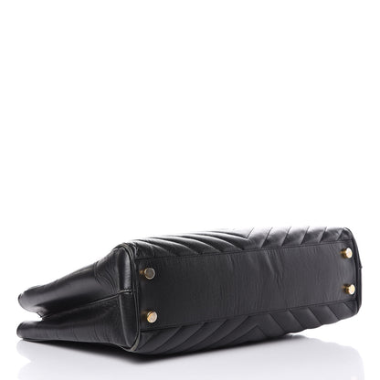 Saint Laurent Grain De Poudre Matelasse Chevron Monogram Shopping Bag Black 4 of 18