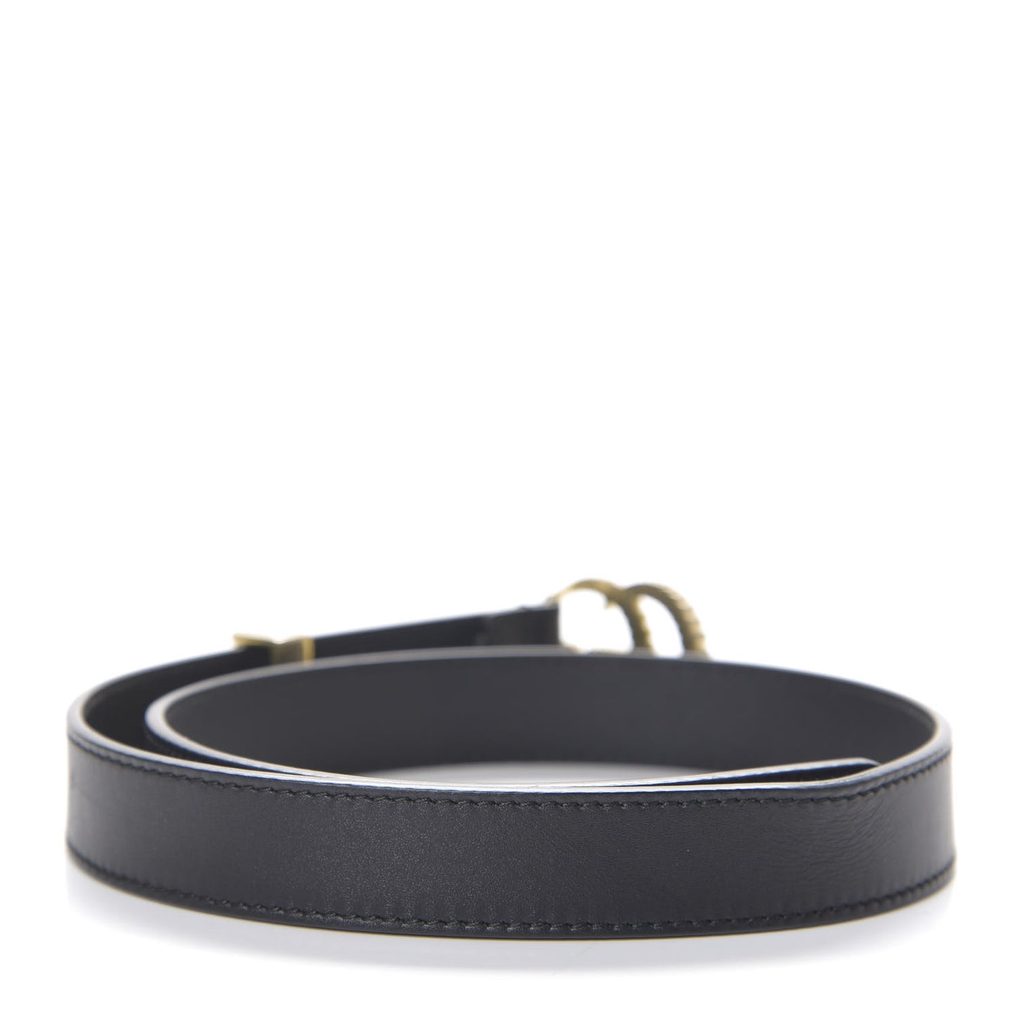Moon Calfskin Torchon Double G 25mm Belt 75 30 Black