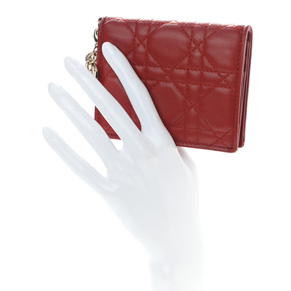 Christian Dior Lambskin Cannage Mini Lady Dior Wallet Red 2 of 8