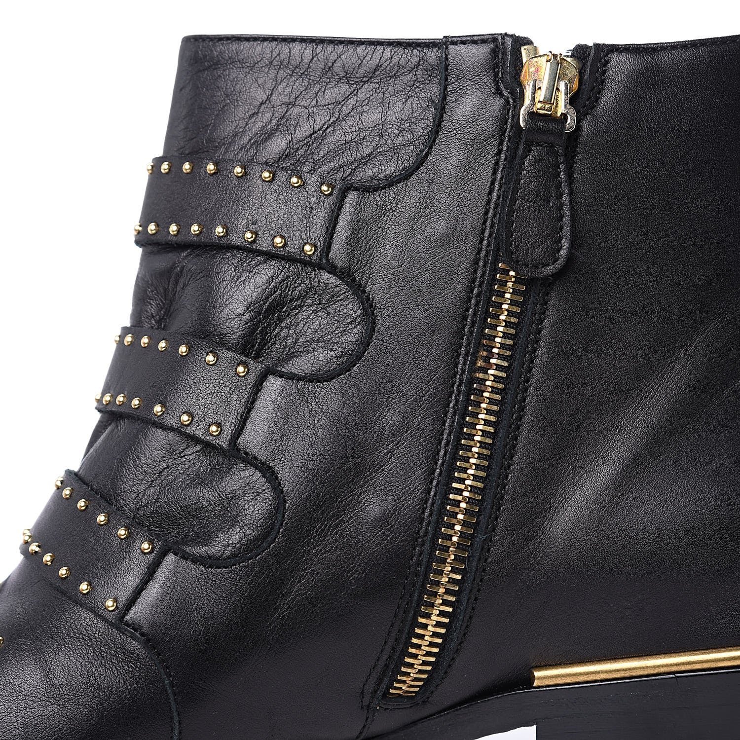 Chloe Nappa Sheepskin Studded Susanna Ankle Boots 40.5 Black 8 of 8