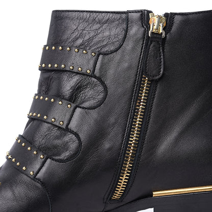 Chloe Nappa Sheepskin Studded Susanna Ankle Boots 40.5 Black 8 of 8