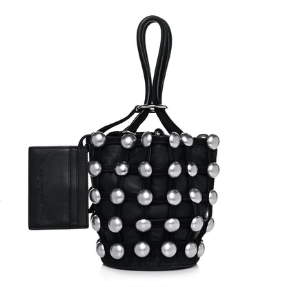 Alexander Wang Calfskin Crystal Embellished Roxy Mini Bucket Bag Black 1 of 11