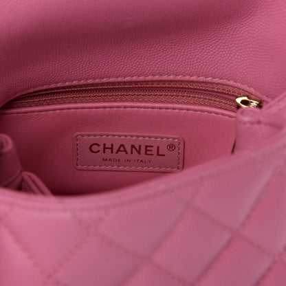 Chanel Caviar Quilted Lizard Embossed Extra Mini Coco Handle Flap Pink 8 of 11