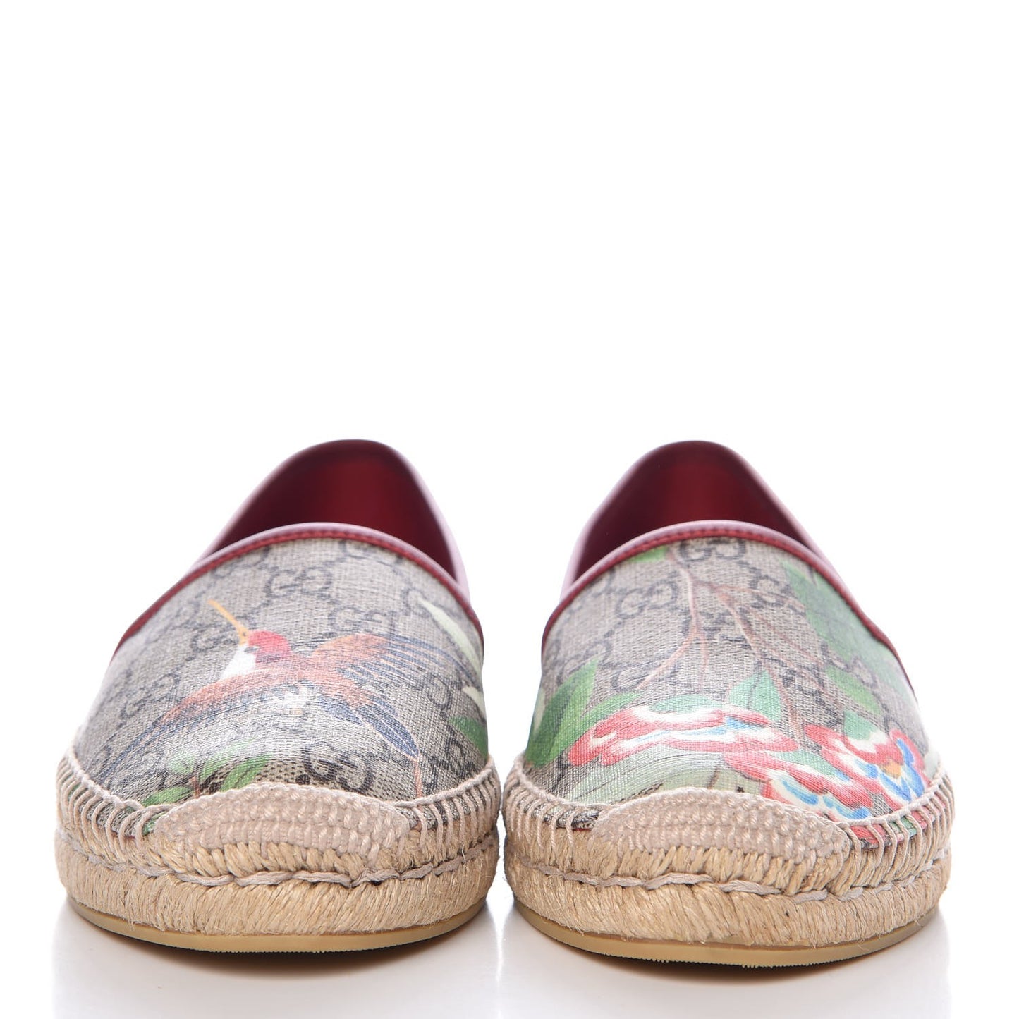 GG Supreme Monogram Tian Womens Espadrilles 39 Beige Multicolor Red