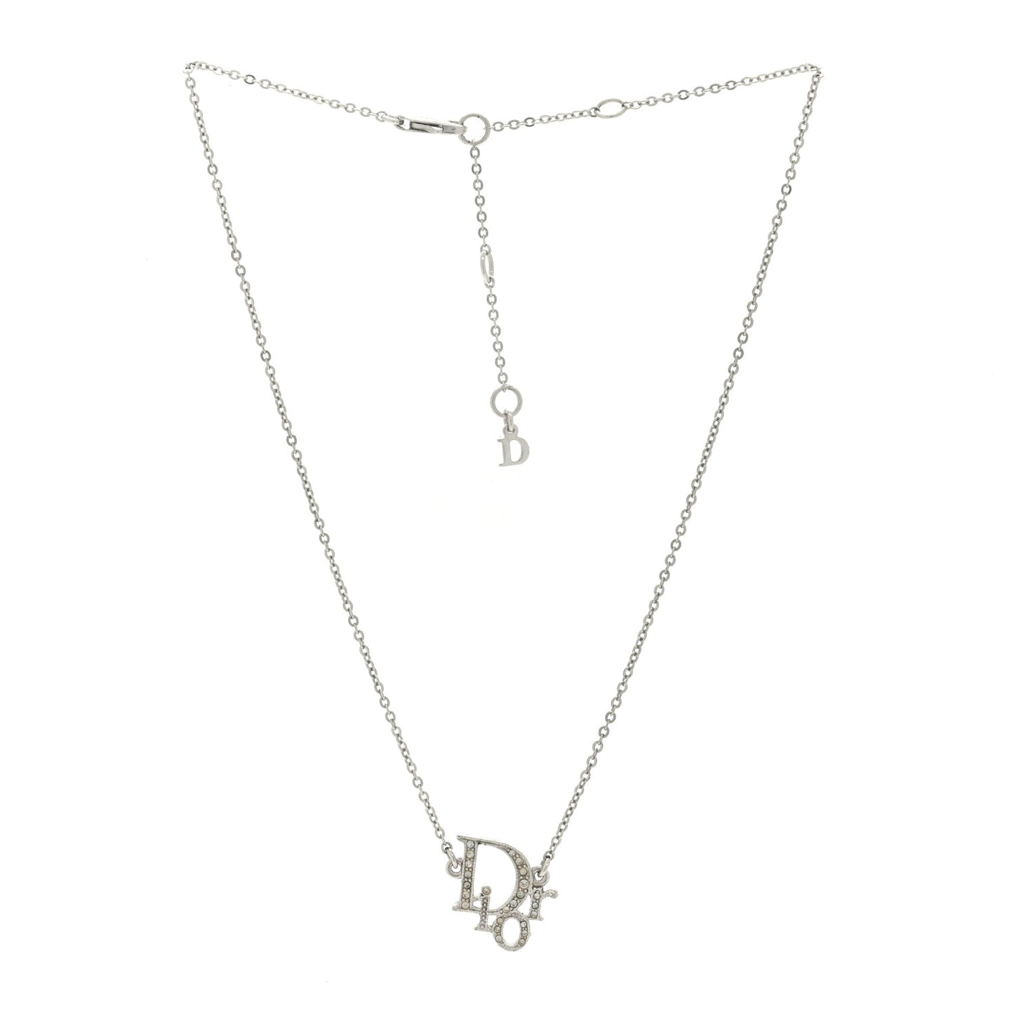 Crystal Logo Necklace Silver