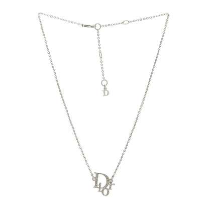 Christian Dior Crystal Logo Necklace Silver 2 of 4