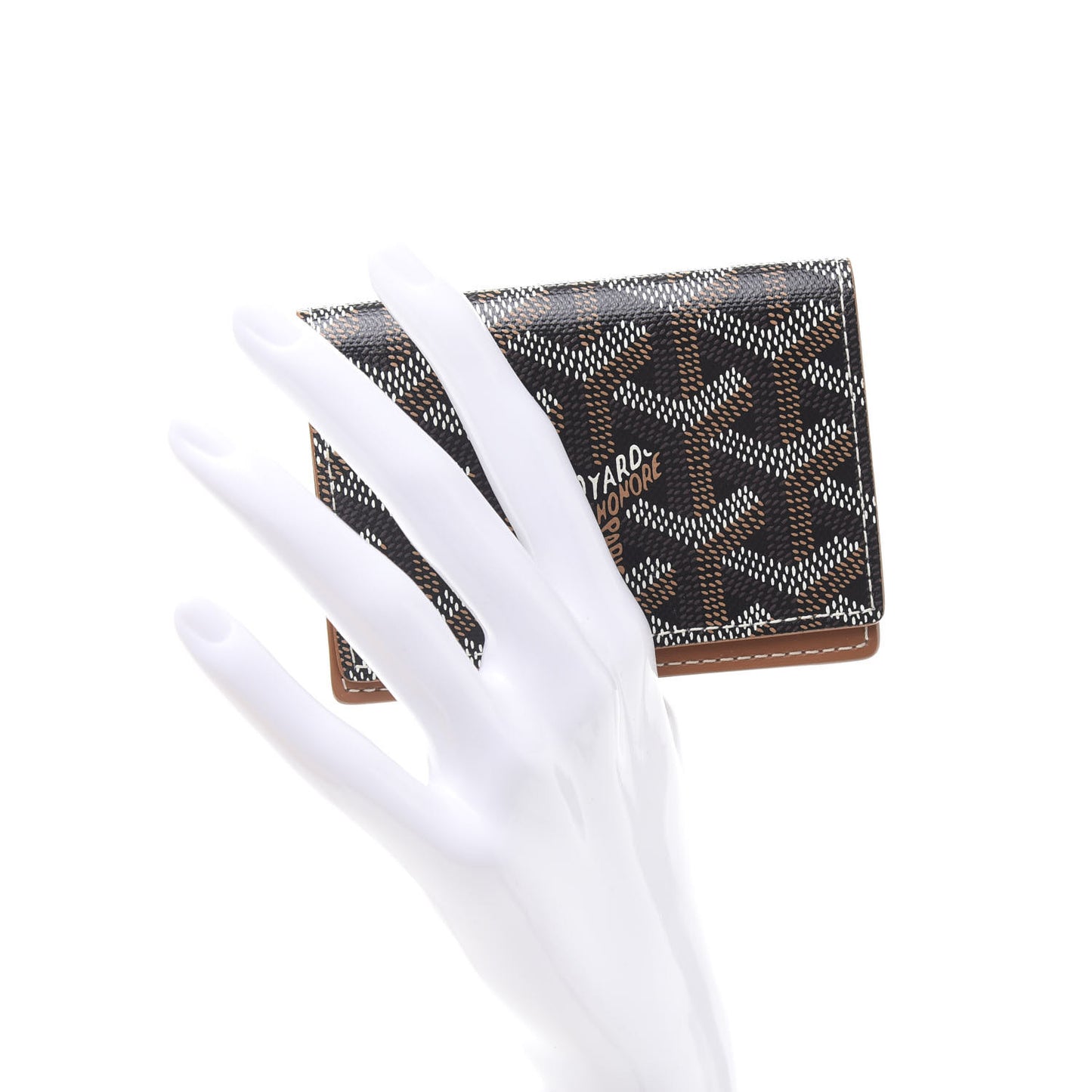 Goyardine Business Card Holder Black Gold