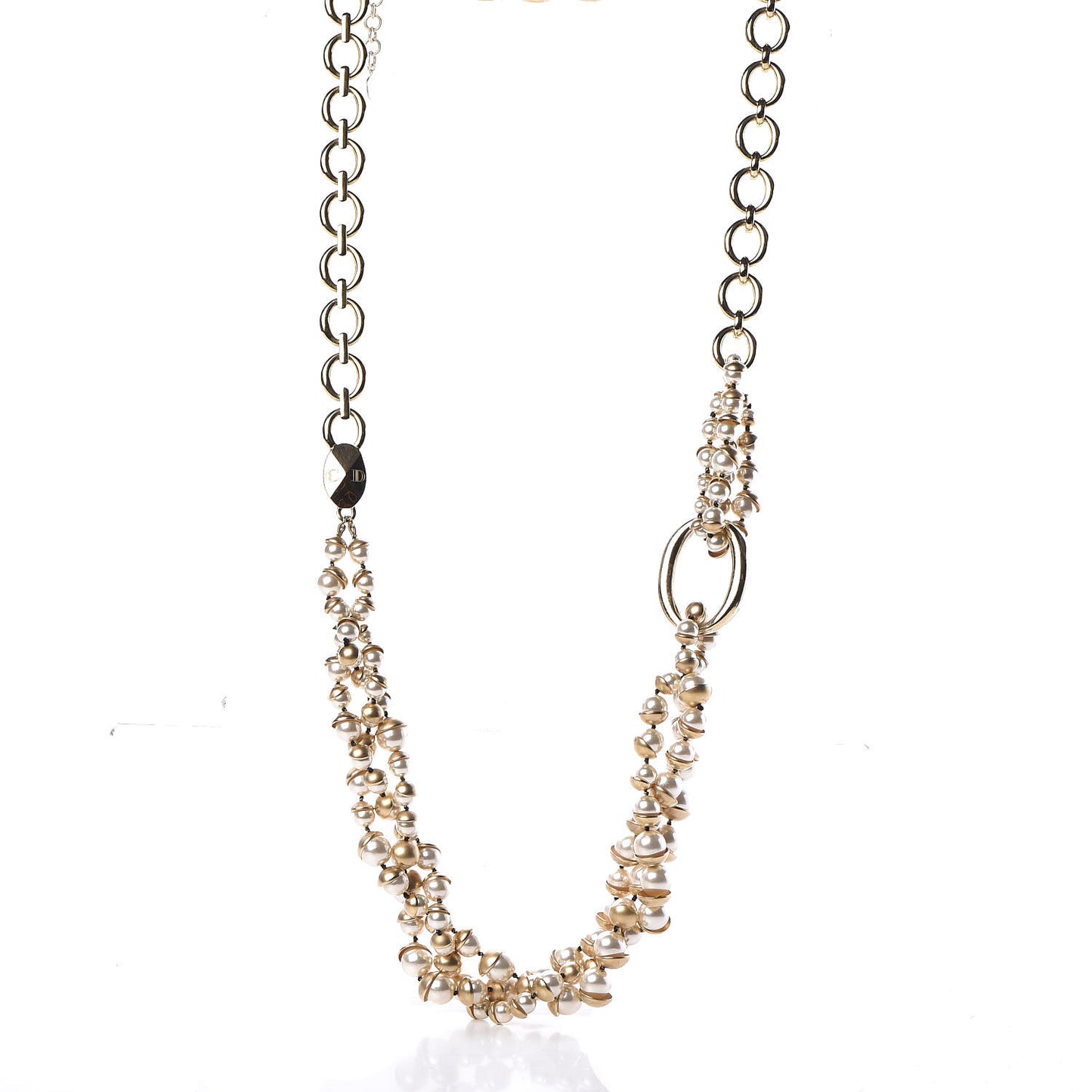 Pearl Mise en Dior Multi Strand Necklace Gold
