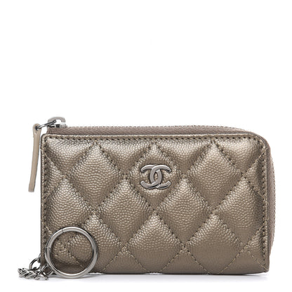 Chanel Metallic Caviar Quilted Key Holder Case Bronze 1 of 8