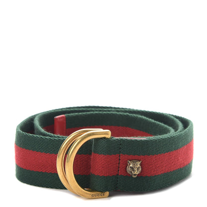 Gucci Web Feline D Ring Belt 90 36 Red Green 1 of 5