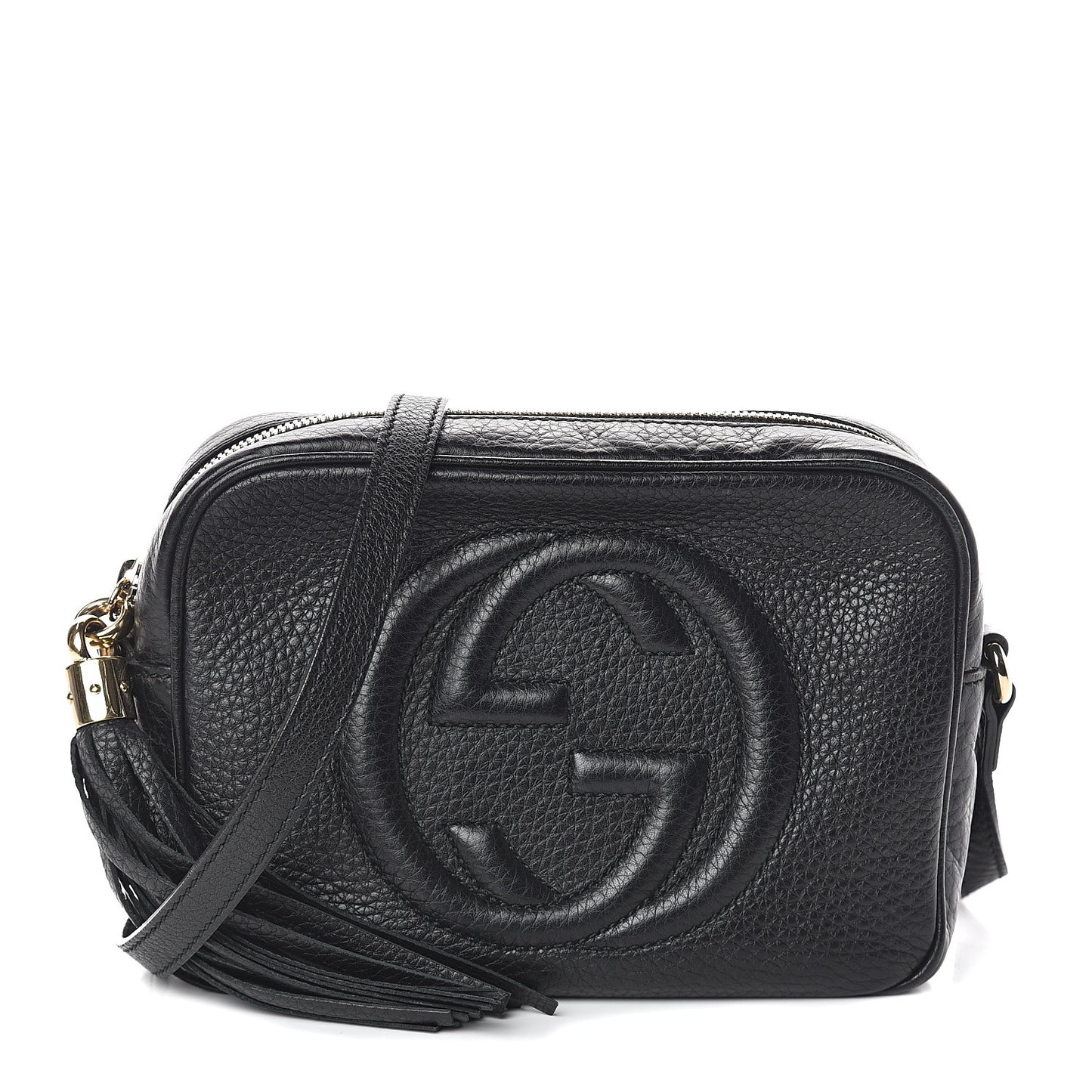Pebbled Calfskin Small Soho Disco Bag Black