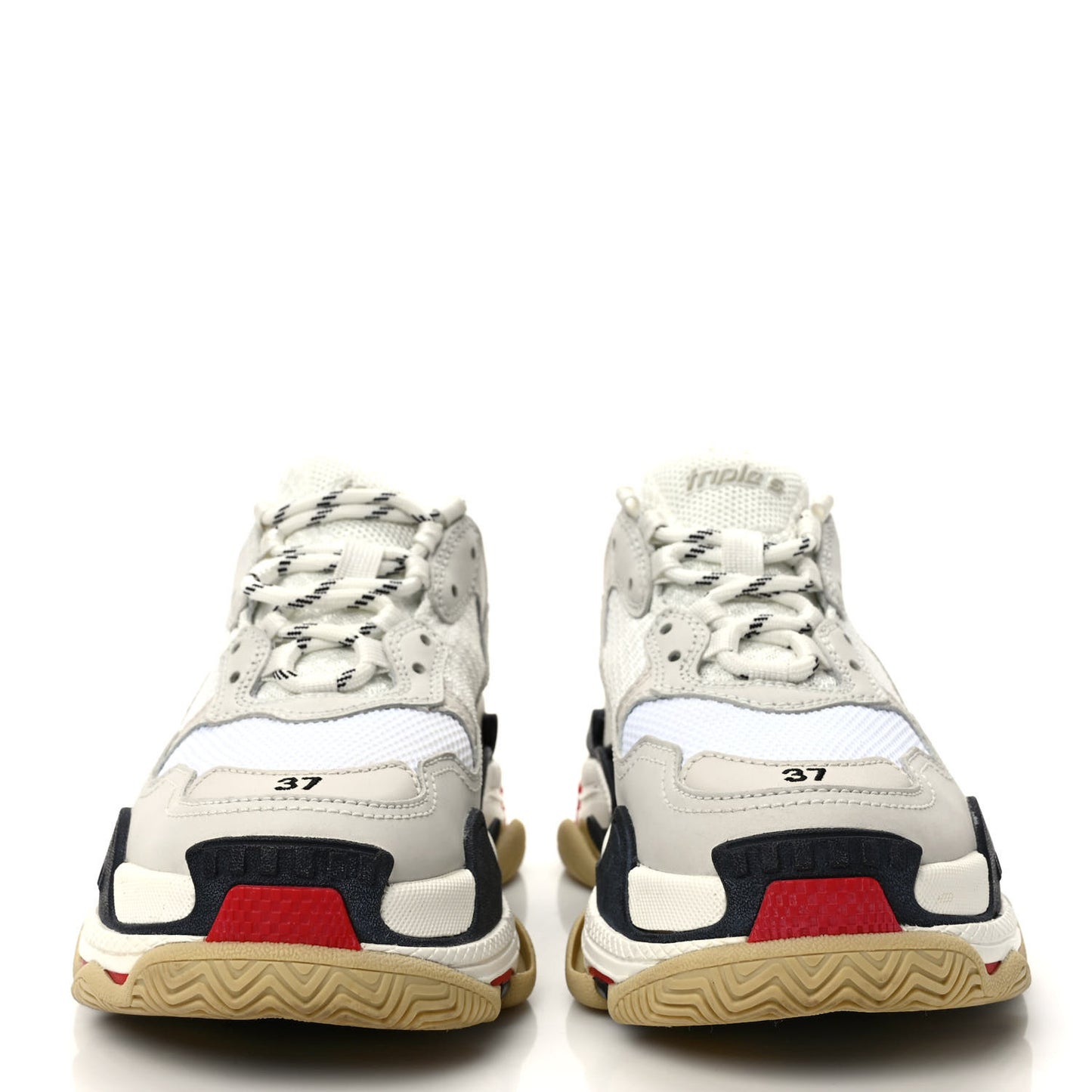 Fabric Mesh Womens Triple S Sneakers 37 Grey Red White