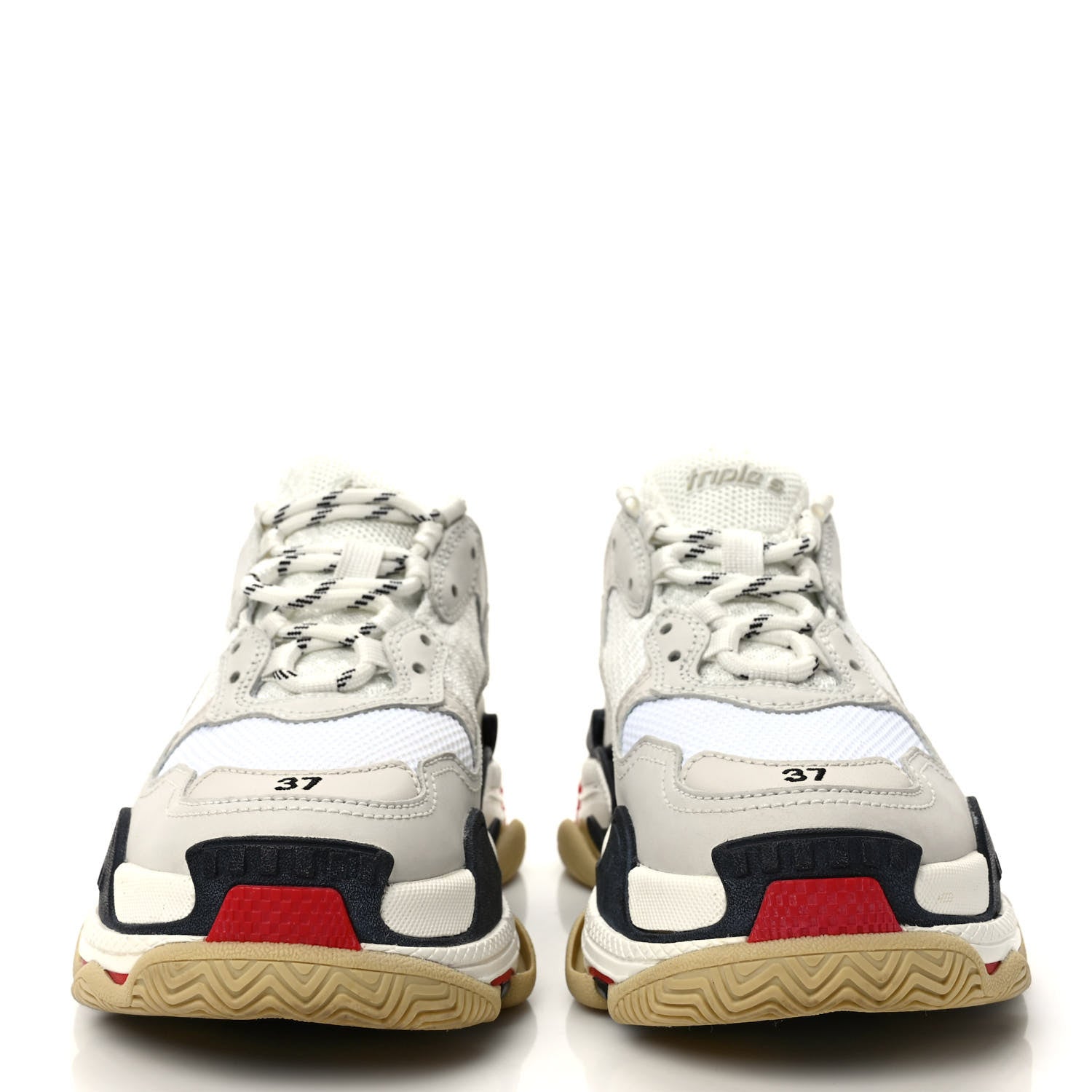 Balenciaga Fabric Mesh Womens Triple S Sneakers 37 Grey Red White 2 of 9