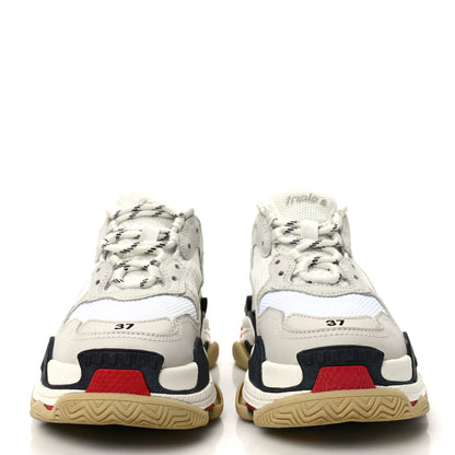 Balenciaga Fabric Mesh Womens Triple S Sneakers 37 Grey Red White 2 of 9