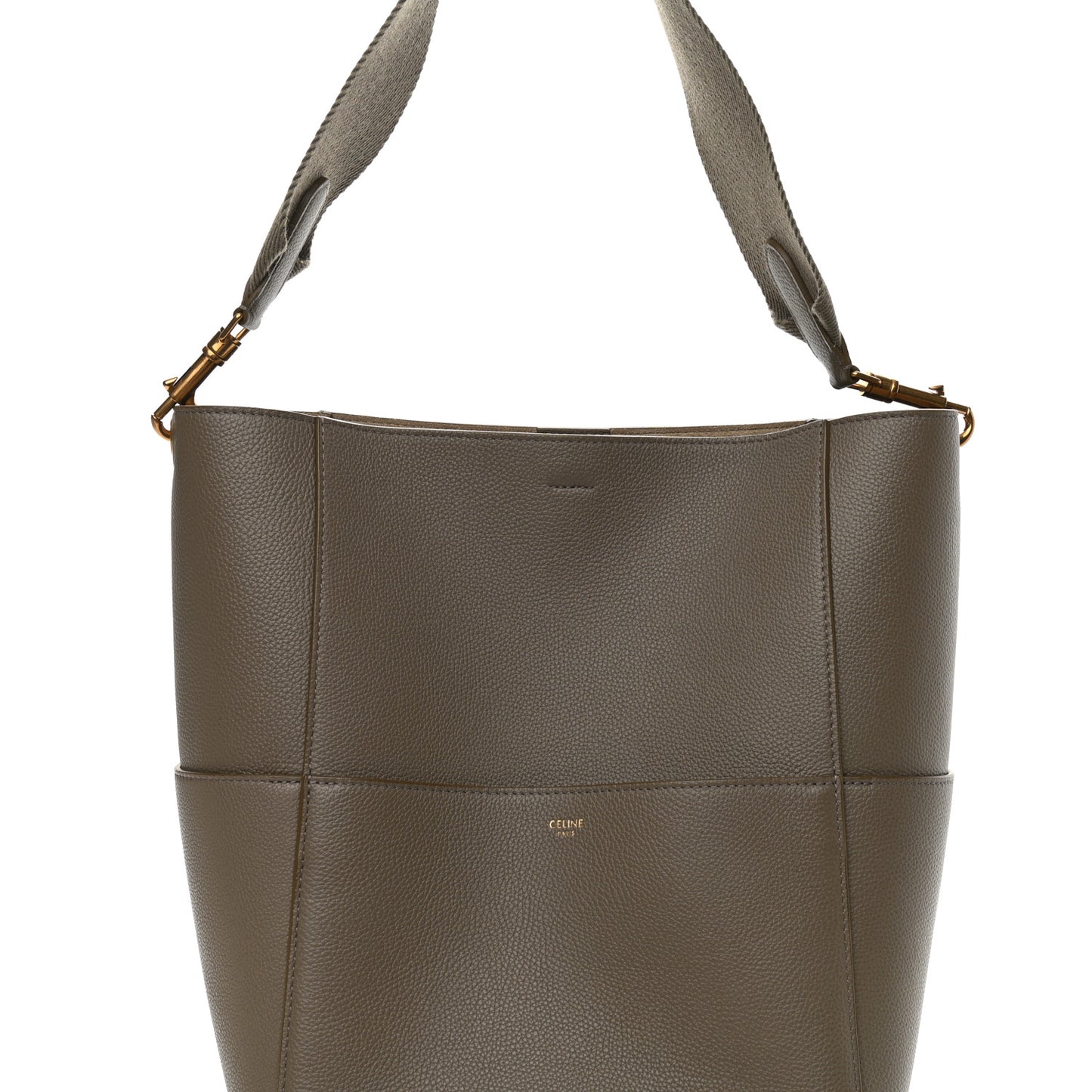 Soft Grained Calfskin Sangle Bucket Bag Taupe