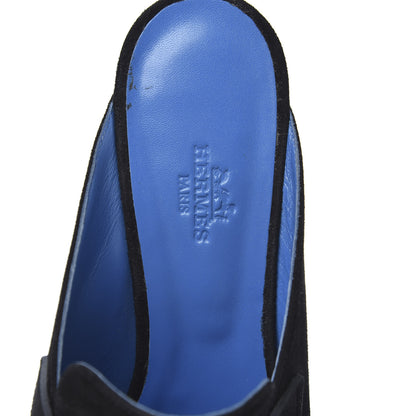 Hermes Suede Goatskin Paradis Mule 38.5 Black 7 of 9