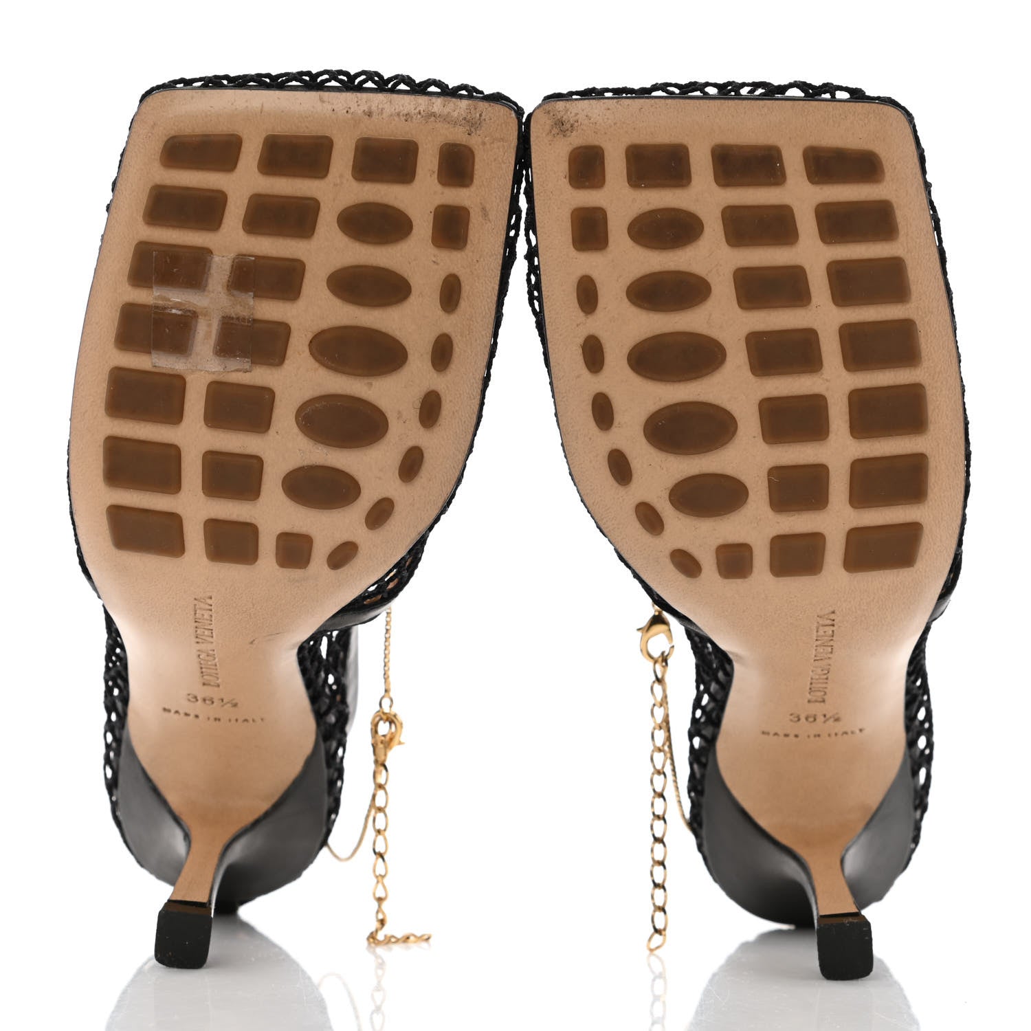 Bottega Veneta Mesh Calfskin Chain Stretch Pumps 36.5 Black 5 of 8